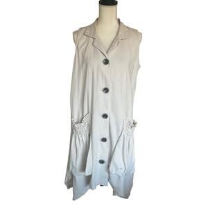 For Cynthia Cream Linen Midi Lagenlook Dress Size Medium